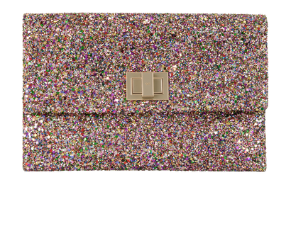 Glitter Clutch, &pound;110, Handbags, Pink, Leather, Front view